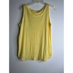 ST. Tropez West 100% Linen Tunic Tank Top Size Medium Yellow Solid Lightweight